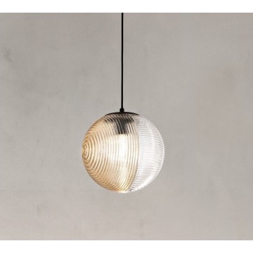 BELLA Φωτιστικό κρεμαστό SO.BELLA/2-AMBRA ONDALUCE  Ø24 cm διάφανο - μελί