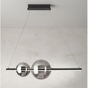 FUFI Κρεμαστό Φωτιστικό Ράγα LED Ondaluce SO.FUFI/NERO μαύρο - φιμέ γυαλί -  3000K