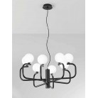 JEPPY Φωτιστικό κρεμαστό SO.JEPPY/NERO  ONDALUCE μαύρο  - λευκό οκτάφωτο