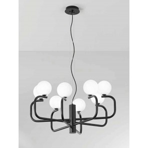 JEPPY Φωτιστικό κρεμαστό SO.JEPPY/NERO  ONDALUCE μαύρο  - λευκό οκτάφωτο