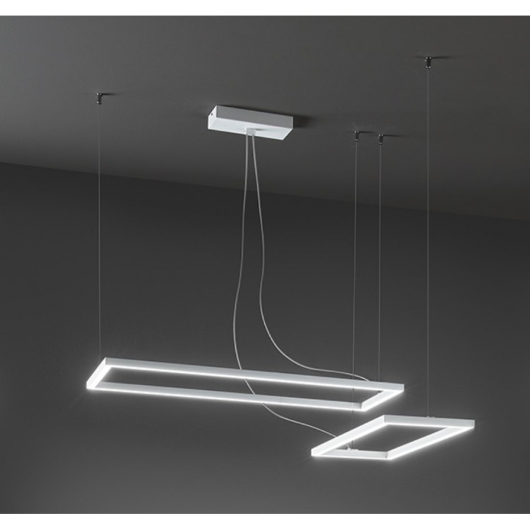 CROSS Κρεμαστό φωτιστικό 8060 B CT λευκό PERENZ  L84,5CM + L58,5CM LED 58W 4060LM - CCT 3000K 4000K 6000K