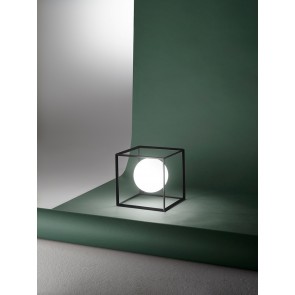 CUBE επιτραπέζιο φωτιστικό της  PERENZ 6692N από μεταλλο & γυαλί - μαύρο ματ 15 x 15 x 15cm