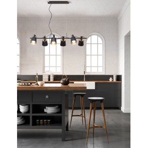 MEGAFONO Φωτιστικό κρεμαστό ράγα με μεταλικά καπέλα PERENZ 6806N - μαύρο ματ