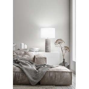 TRIBALE 8286 N Επιτραπέζιο φωτιστικό κεραμικό με υφασμάτινο καπέλο PERENZ  Ø32cm γκρι - λευκό