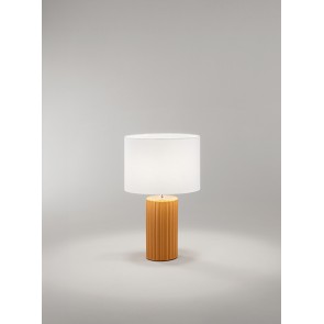 TRIBALE 8288 AR Επιτραπέζιο φωτιστικό κεραμικό με υφασμάτινο καπέλο PERENZ  Ø28cm πορτοκαλί ματ - λευκό