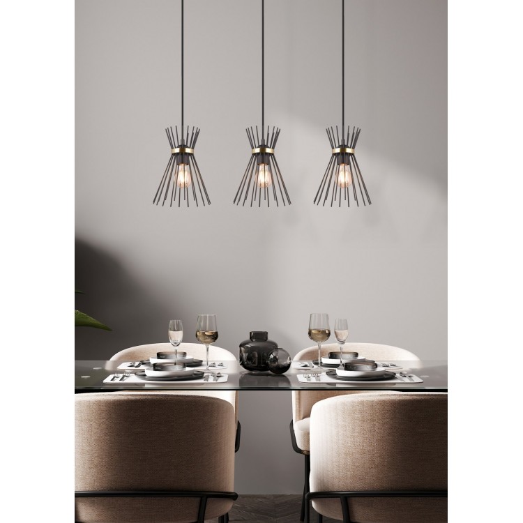 ROD Κρεμαστό Φωτιστικό RL Lighting R31533080 μαύρο χρυσό τρίφωτο ROD Κρεμαστό Φωτιστικό RL Lighting R31533080 μαύρο χρυσό τρίφωτο