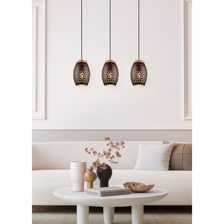 BIDAR Κρεμαστό Φωτιστικό RL Lighting R31573080 μαύρο χρυσό BIDAR Κρεμαστό Φωτιστικό RL Lighting R31573080 μαύρο χρυσό
