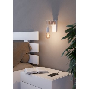 TOWNSHEND Φωτιστικό Απλίκα Τοίχου EGLO 43706 λευκό ξύλο H21,5cm