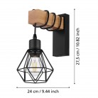 TOWNSHEND 5 Φωτιστικό Απλίκα Τοίχου EGLO 44078 μαύρο ξύλο H27,5cm TOWNSHEND 5 Φωτιστικό Απλίκα Τοίχου EGLO 44078 μαύρο ξύλο H27,5cm
