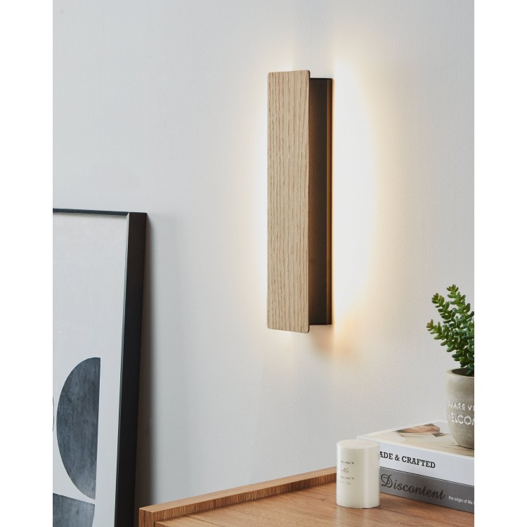 ZUBIALDE Απλίκα Τοίχου LED EGLO 901741 μαύρο ξύλο H36cm FSC
