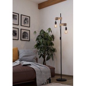 TOWNSHEND Φωτιστικό Δαπέδου 2φωτο FSC EGLO 43516 μαύρο/ξύλο L166,5cm