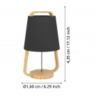 CAMALOZA Επιτραπέζιο Φωτιστικό EGLO 390187 μαύρο ξύλο H43,5cm