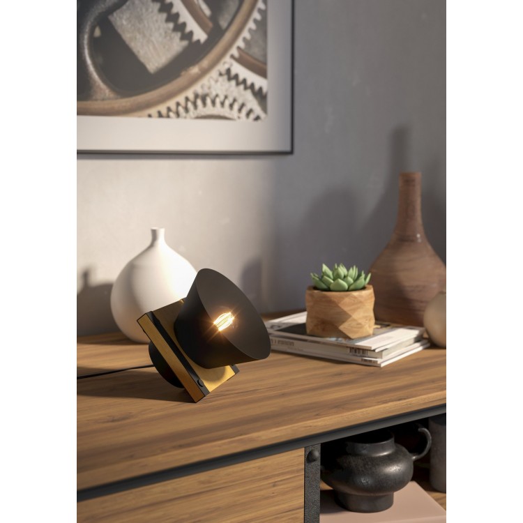 MACCLES Επιτραπέζιο Φωτιστικό EGLO 43959 μαύρο ξύλο H15cm