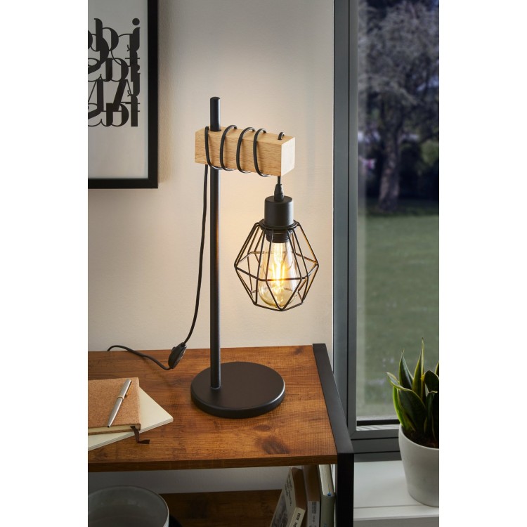 TOWNSHEND 5 Επιτραπέζιο Φωτιστικό EGLO 44079 μαύρο ξύλο H50cm