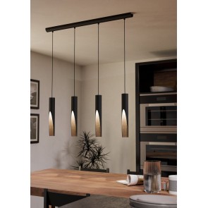 BARBOTTO Κρεμαστό Φωτιστικό LED EGLO 901733 μαύρο/ξύλο L92,5cm