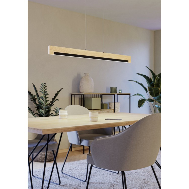 CAMACHO Κρεμαστό Φωτιστικό LED EGLO 901737 μαύρο/ξύλο L110cm