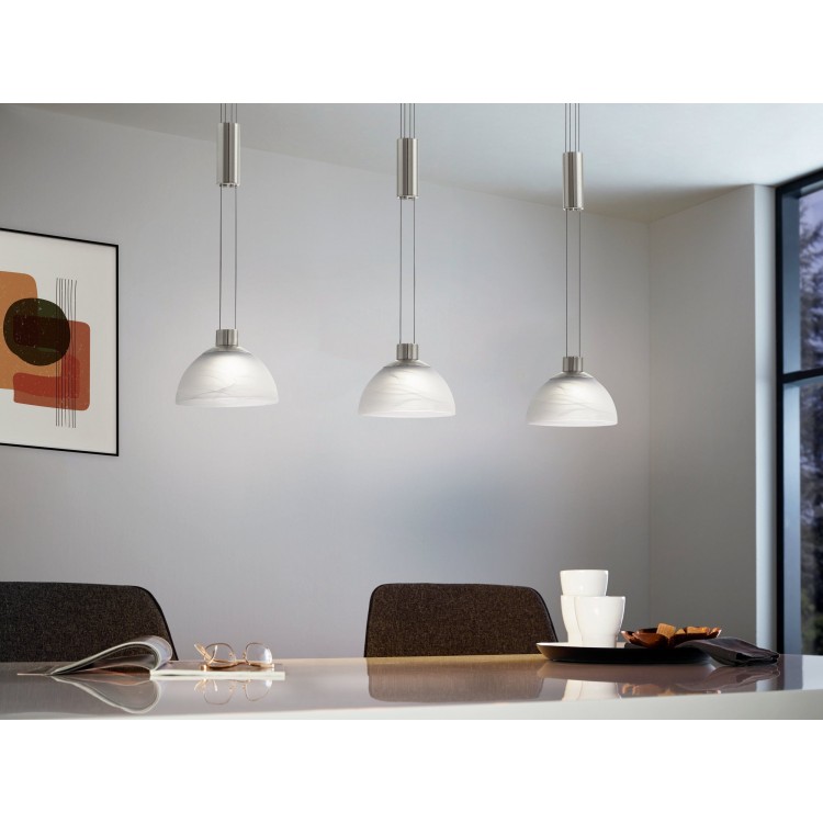 MONTEFIO Κρεμαστό Φωτιστικό LED EGLO 93468 ασημί/γυαλί L88,5cm