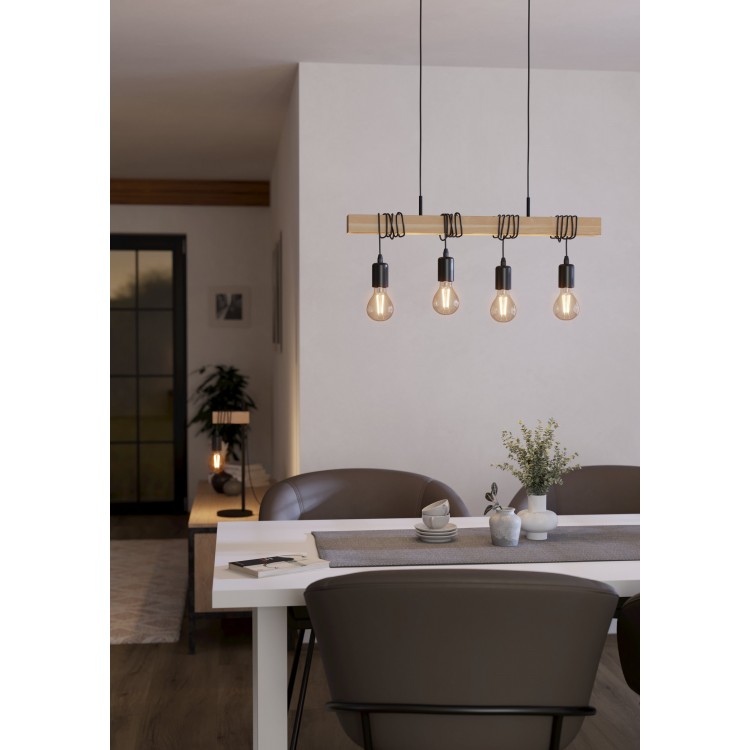 TOWNSHEND Κρεμαστό Φωτιστικό EGLO 43512 μαύρο ξύλινο L70cm