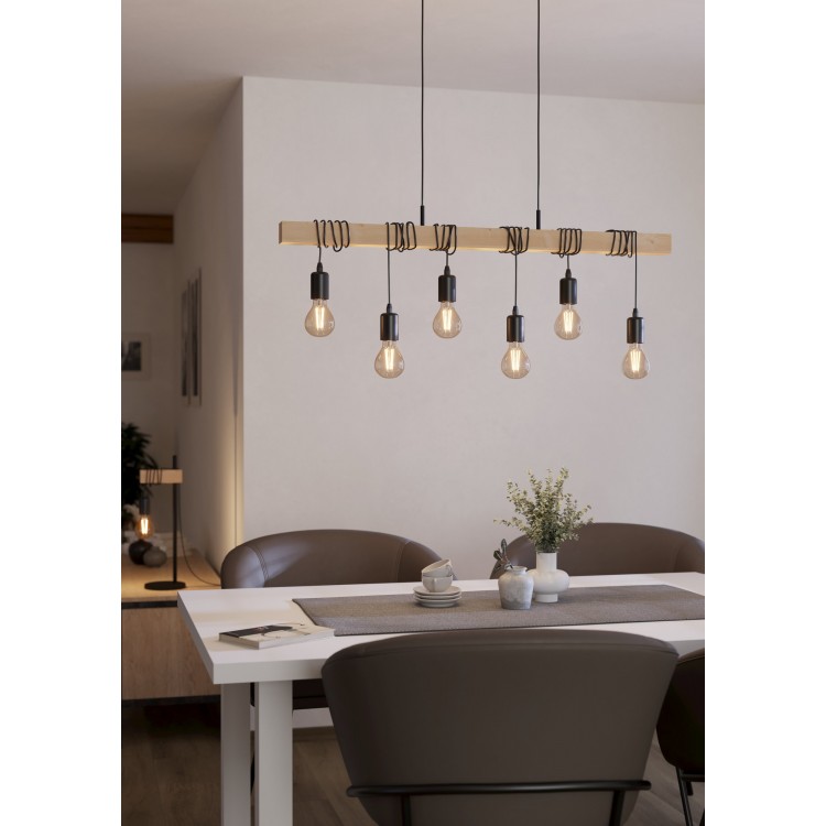 TOWNSHEND Κρεμαστό Φωτιστικό EGLO 43513 μαύρο ξύλινο L100cm TOWNSHEND Κρεμαστό Φωτιστικό EGLO 43513 μαύρο ξύλινο L100cm