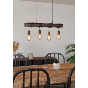 TOWNSHEND 4 Κρεμαστό Φωτιστικό EGLO 43523 καφέ μεταλλικό L70cm