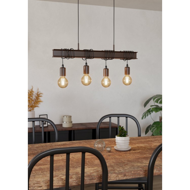TOWNSHEND 4 Κρεμαστό Φωτιστικό EGLO 43523 καφέ μεταλλικό L70cm TOWNSHEND 4 Κρεμαστό Φωτιστικό EGLO 43523 καφέ μεταλλικό L70cm
