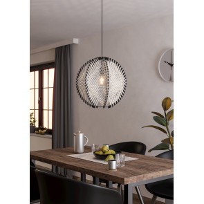 WAVERTON Κρεμαστό Φωτιστικό EGLO 44006 μπεζ υφασμάτινο Ø48cm