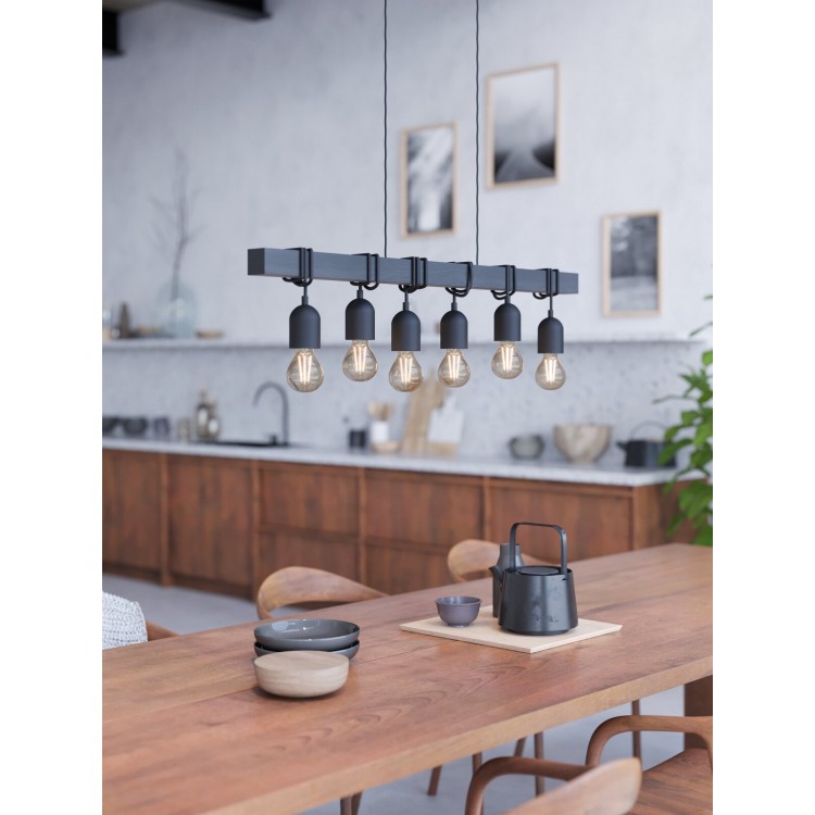 TOWNSHEND Κρεμαστό Φωτιστικό EGLO 44062 μαύρο industrial L100cm