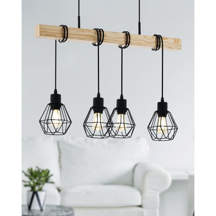 TOWNSHEND 5 Κρεμαστό Φωτιστικό EGLO 44075 μαύρο ξύλινο L100cm TOWNSHEND 5 Κρεμαστό Φωτιστικό EGLO 44075 μαύρο ξύλινο L100cm