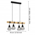TOWNSHEND 5 Κρεμαστό Φωτιστικό EGLO 44075 μαύρο ξύλινο L100cm TOWNSHEND 5 Κρεμαστό Φωτιστικό EGLO 44075 μαύρο ξύλινο L100cm