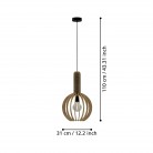 VELASCO Κρεμαστό Φωτιστικό EGLO 900151 ξύλινο maple Ø31cm