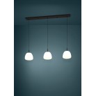 BALMES Κρεμαστό Φωτιστικό EGLO 390202 τρίφωτο μαύρο λευκό οπάλ γυαλί L123cm