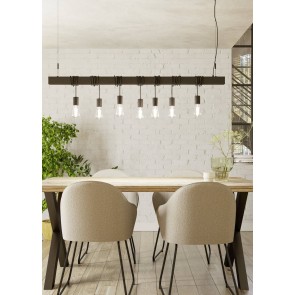 TOWNSHEND-B Κρεμαστό Φωτιστικό EGLO 39938 επτάφωτο μαύρο μεταλλικό industrial L150cm