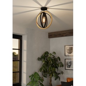 BASILDON Φωτιστικό Οροφής EGLO 43736 μαύρο ξύλινο Ø32cm