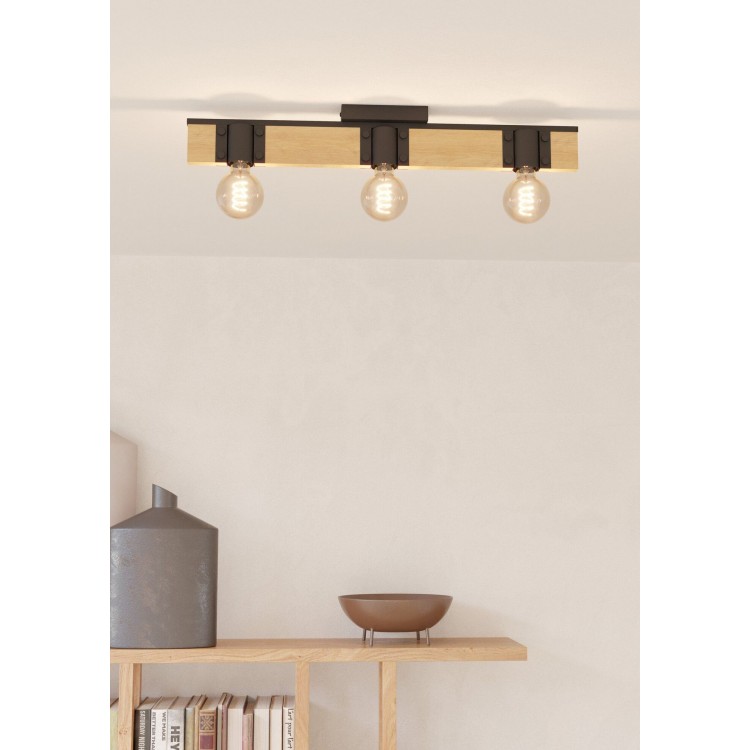 BAILRIGG Φωτιστικό Οροφής EGLO 43901 μαύρο ξύλινο L65,5cm