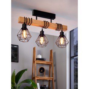 TOWNSHEND 5 Φωτιστικό Οροφής EGLO 44074 μαύρο ξύλινο L55cm