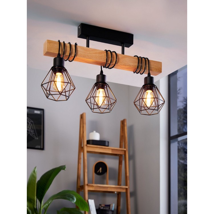 TOWNSHEND 5 Φωτιστικό Οροφής EGLO 44074 μαύρο ξύλινο L55cm TOWNSHEND 5 Φωτιστικό Οροφής EGLO 44074 μαύρο ξύλινο L55cm