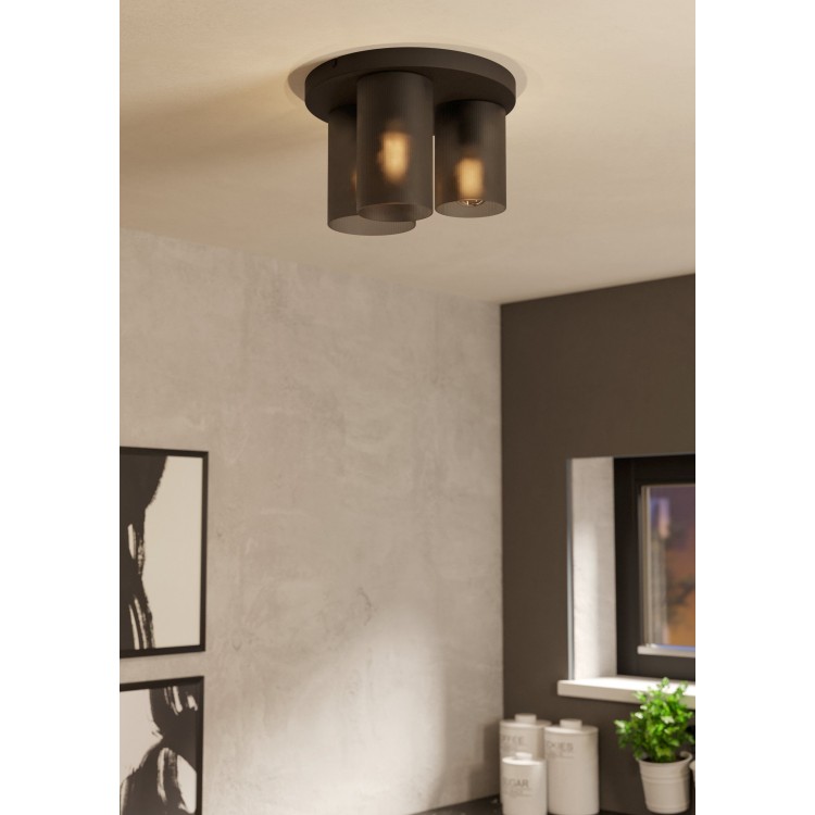 COLOMERA Φωτιστικό Οροφής EGLO 901161 φιμέ μαύρο Ø35cm