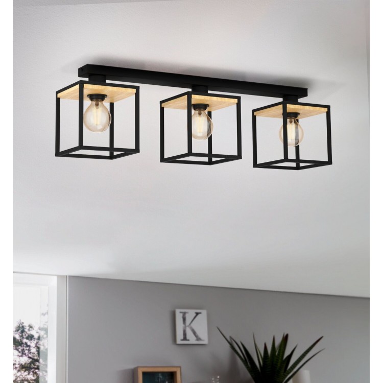 LIBERTAD 1 Φωτιστικό Οροφής EGLO 99856 μαύρο ξύλινο L86cm LIBERTAD 1 Φωτιστικό Οροφής EGLO 99856 μαύρο ξύλινο L86cm