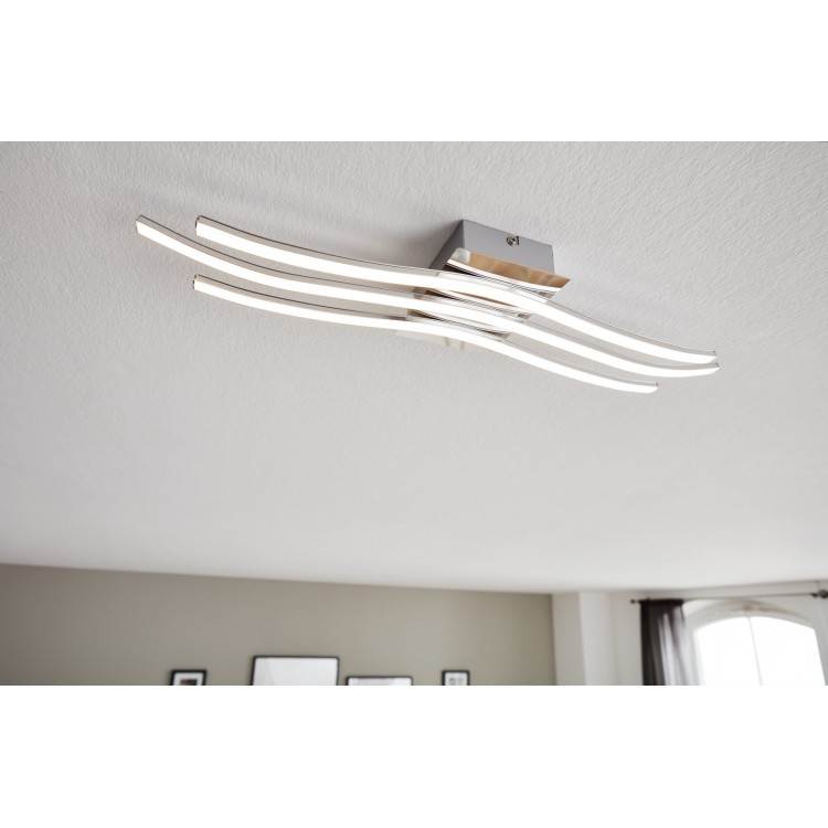 RONCADE Φωτιστικό Οροφής LED EGLO 31995 τρίφωτο ασημί L65cm