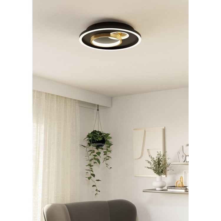 TIRIOLO Φωτιστικό Οροφής LED EGLO 901244 μαύρο χρυσό Ø38cm