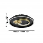 TIRIOLO Φωτιστικό Οροφής LED EGLO 901244 μαύρο χρυσό Ø38cm