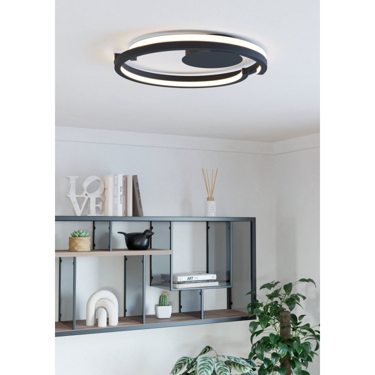 MEZZOMONTE Φωτιστικό Οροφής LED EGLO 901821 μαύρο τηλεχειριστήριο Ø48cm