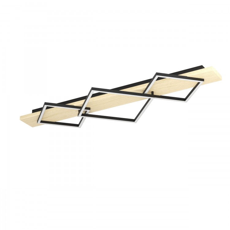 BOYAL Φωτιστικό Οροφής LED EGLO 901931 τρίφωτο μαύρο ξύλινο L101cm