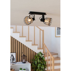ANWICK 1 Φωτιστικό Σποτ EGLO 43325 δίφωτο μαύρο rattan L48cm