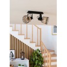 ANWICK 1 Φωτιστικό Σποτ EGLO 43325 δίφωτο μαύρο rattan L48cm
