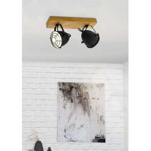 GATEBECK Φωτιστικό Σποτ EGLO 44092 δίφωτο μαύρο ξύλο L36cm FSC