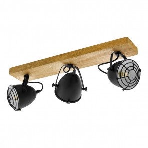 GATEBECK Φωτιστικό Σποτ EGLO 44093 τρίφωτο μαύρο ξύλο L59cm FSC