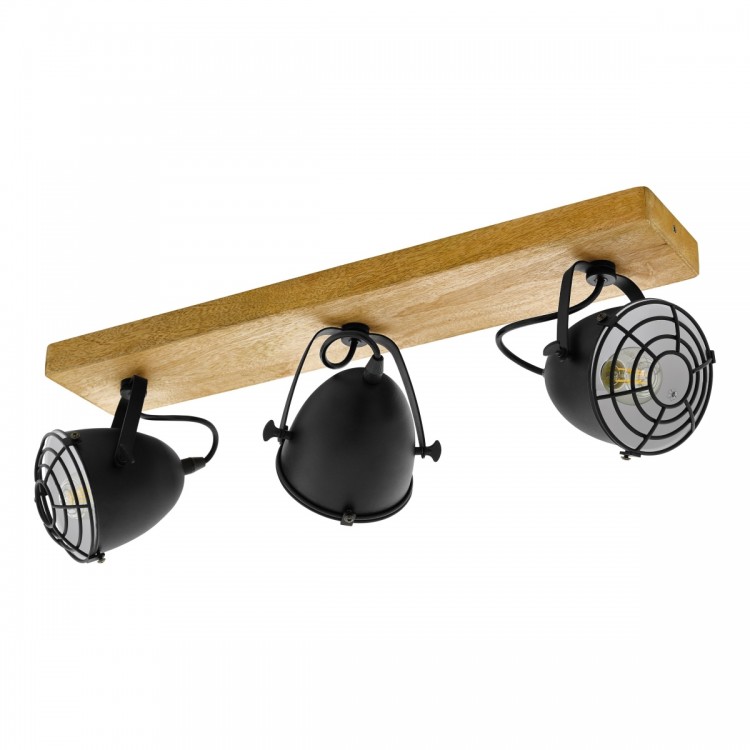 GATEBECK Φωτιστικό Σποτ EGLO 44093 τρίφωτο μαύρο ξύλο L59cm FSC