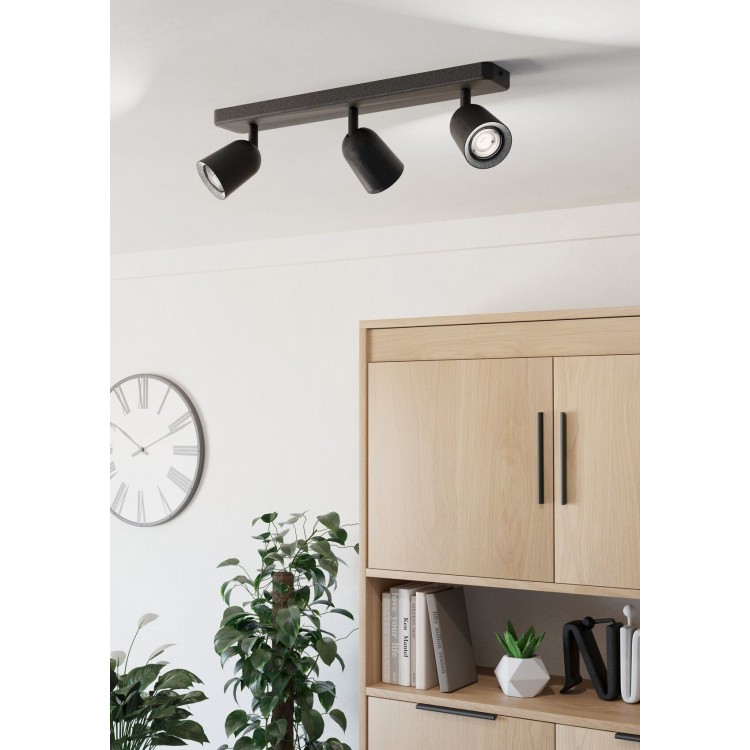 CAMALDOLI Φωτιστικό Σποτ EGLO 901954 τρίφωτο μαύρο L52cm