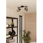 BERREGAS Φωτιστικό Σποτ EGLO 99053 δίφωτο μαύρο γυαλί L44cm